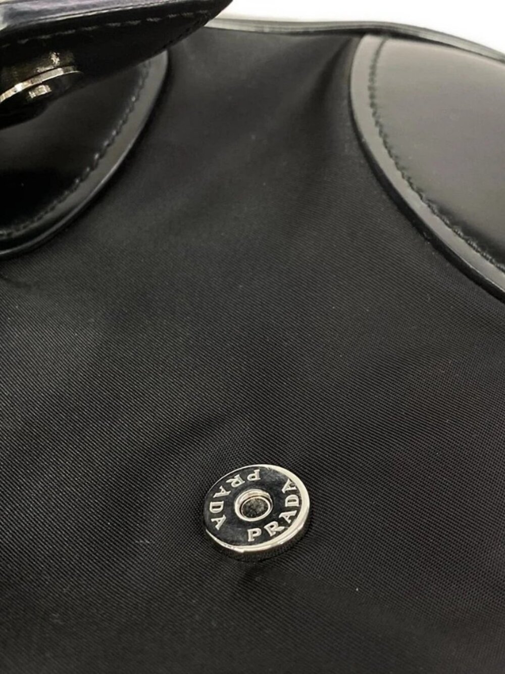 PRADA - Black Nylon Leather Handbag - Picture 12 of 16